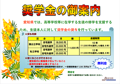 奨学金の御案内（ポスター）